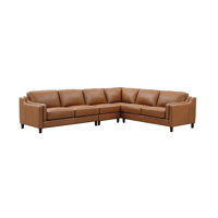 Bella 132" Wide Genuine Leather Symmetrical Corner Sectional by HYDELINE