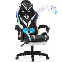Hoffree Massage Ergonomic Gaming Chair with Bluetooth Speakers and RGB LED Lights by Hoffree