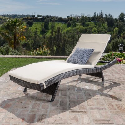Ullman Adjustable Chaise Lounge with Beige Cushions by Highland Dunes