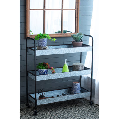 Galvanized Shelf Display, 3 35X12.5X40", Modern Metal Storage For Home, Industrial & Classic Style With Generous Space Shelf, Solution Abundant Room by huibaoxiang
