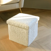 Go-Poufs Knock-Down Small Cube Teddy Boucle Storage Ottoman | 12"x12"x12" | by Lifestyle Group Distribution