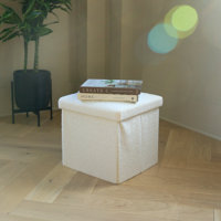 Go-Poufs Knock-Down Medium Cube Teddy Boucle Storage Ottoman | 15"x15"x15" | by Lifestyle Group Distribution