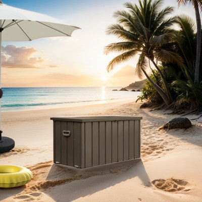 Harmony 100 Gallons Waterproof Outdoor Steel Deck Box, Patio Deck Storage Box with Wheels by Harmony Edge