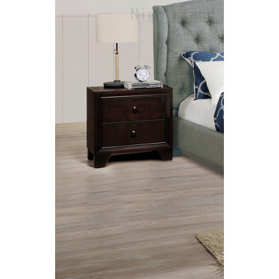 Jontarius Brown Wooden Nightstand with Drawer by Red Barrel Studio