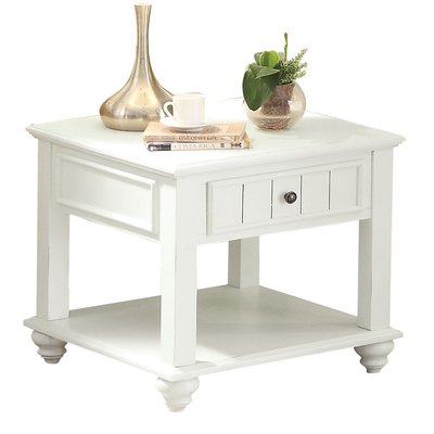 Emmett Transitional 24" Square 1-Drawer End Table with Storage in White Washed by Lark Manor