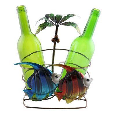 Isabella Fish and Palm Tree 2 Bottle Tabletop Wine Bottle Rack
