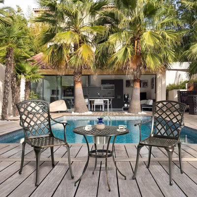 Set Of 2 Outdoor Aluminum Dining Patio Bistro Chairs by clihome