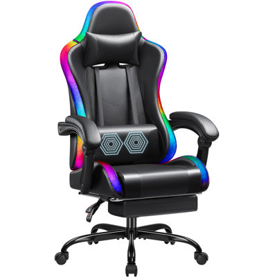 Homall Adjustable Reclining Ergonomic Faux Leather Swiveling PC & Racing Game Chair with Footrest by Homall
