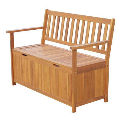 Silvia Outdoor Wooden Storage Bench by Highland Dunes