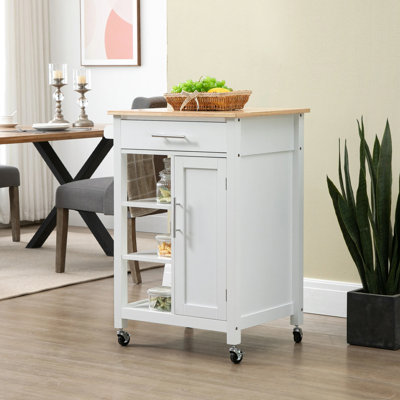 Kleiman Compact Kitchen Island Cart On Wheels, Rolling Utility Trolley Cart With Storage Shelf & Drawer For Dining Room by Andover Mills
