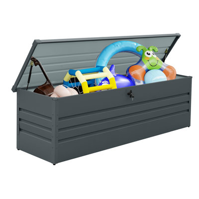 260 Gallon Metal Outdoor Deck Box Waterproof, Extra Large Patio Storage Box With Lockable Storage Containers For Patio Furniture Cushions, Pool Access by Himimi