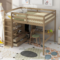 Khansaa Loft Bed with Built-in Desk and Storage by Harriet Bee