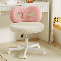 Vanity Chair with Wheels,Swivel Makeup Chair with Upholstered,Adjustable Height Chair for Makeup Room and Bedroom
