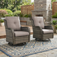 Carolina Outdoor Wicker Swivel Glide Chair with Cushions by Hummuh