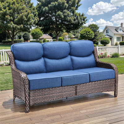 Wickes Patio Outdoor PE Wicker Sofa With 6" Thickness Cushions by Lark Manor