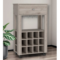 Light Gray Rolling Bar Cart With Wine Storage by HomeRoots