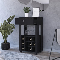 Light Gray Rolling Bar Cart With Wine Storage by HomeRoots