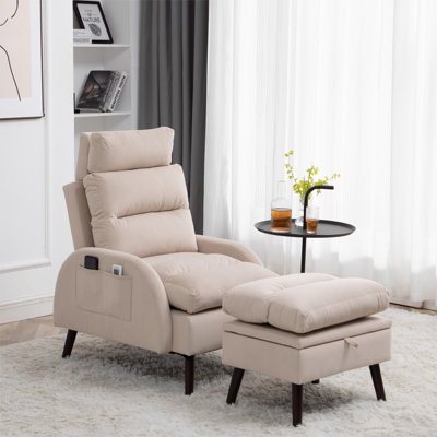 Jonilda Upholstered Accent Chair and Ottoman with Adjustable Backrest by George Oliver