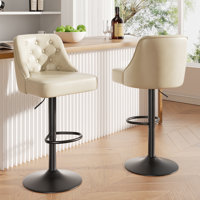 360-Degree Rotatable Faux Leather Bar Stool With Button Stitching by HOMYKA