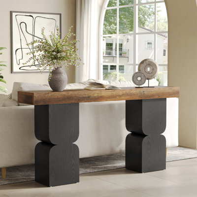 63-Inch Extra Long Console Table, Farmhouse Entryway Table Behind Couch Table by HONGYAN
