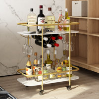 Bar Cart with Glass Holder, Wine Rack by Ebern Designs