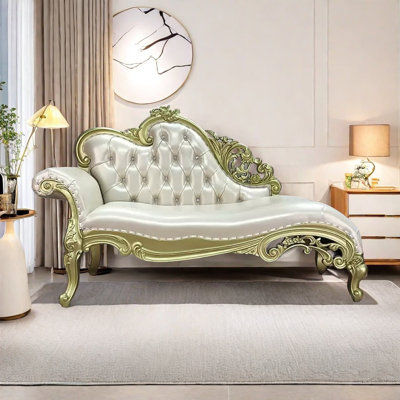 Chaise Longue - Elegant Leatherette & Solid Wood by HarmonyFurns