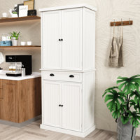 Alves 72" Kitchen Pantry Freestanding Cupboard with 4 Doors Utility Pantry Storage Cabinets for Kitchen, Dining Room, Living Room