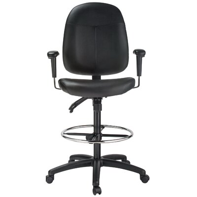 High-Back Ergonomic Genuine Leather Drafting Chair