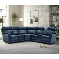 One Genuine Leather Reclining Sectional Power Dual-Motor Recline Sofa by Latitude Run