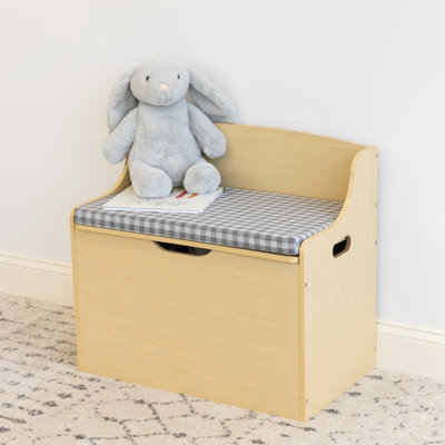 Winston Porter Jaime Hinged Toy Storage Chest With Removable Cushion, Natural/Grey