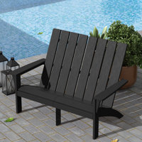 Modern All-Weather Adirondack Outdoor Loveseat For Patio, Garden, Deck, Porch, Or Backyard Seating by Beachcrest Home