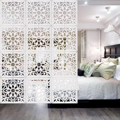 12 PCS Hanging Room Divider Decorative Thick Wall Screen Panels Floral Carving Pattern Hollow Out Design by SHANXIQIANNA