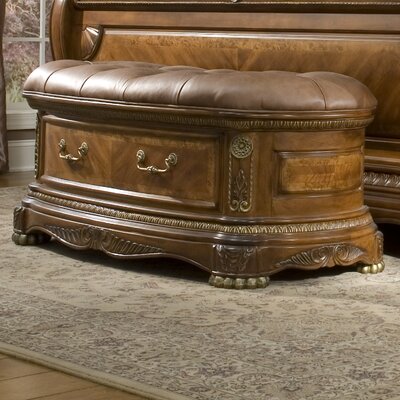 Cortina Honey Walnut Flip top Storage Bench by Michael Amini
