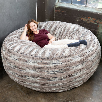 Saxx 6 Foot Giant Bean Bag Chair For Adults - Luxe Faux Fox Fur by Jaxx