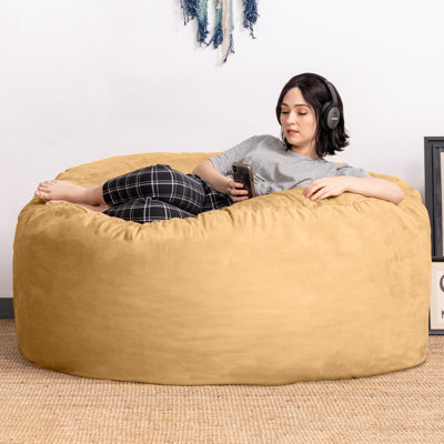 Jaxx Basics 5 Foot Large Adult Bean Bag Chair, Oversized With Filler, Gray