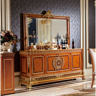 Narcissus 87" Wide Beech Solid Wood Sideboard by Infinity Furniture Import