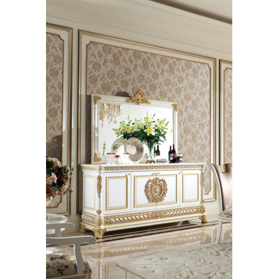 Narcissus 87" Wide Beech Solid Wood Sideboard