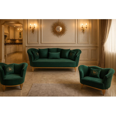 3 Piece Velvet Living Room Set