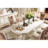 Infinity White And Gold Long Dining Table by Infinity Furniture Import