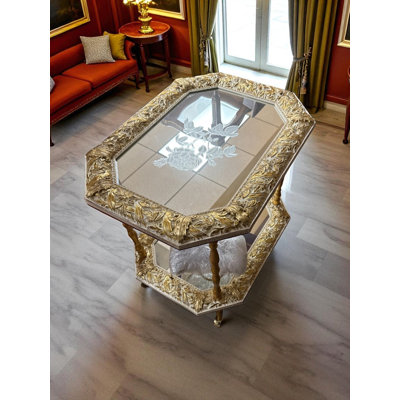 Exquisite Vintage Tea Trolley With Ornate Gold Detailing by Infinity Furniture Import
