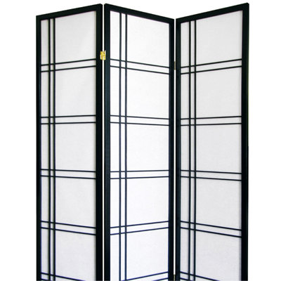 70" Tall "" 3 Dividing Screen, Black Painted, Pine Wood, Improves Room Aesthetics, Foldable For Space Efficiency Style, by IntrospectiveIncline