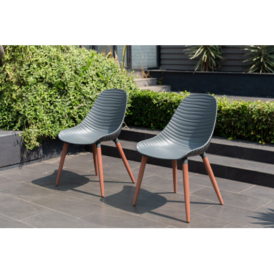 Clegg Outdoor Patio 2pc FSC Certified Wood Dining Chairs by George Oliver