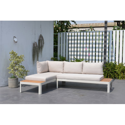 Leeson 67.79" Wide Outdoor L-Shaped Sectional with Cushions by Latitude Run