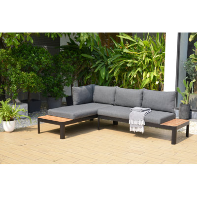 Leeson 67.79" Wide Outdoor L-Shaped Sectional with Cushions by Latitude Run