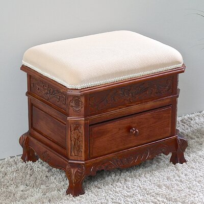 Aimien Windsor Solid Wood Vanity Stool by World Menagerie
