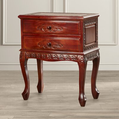 Aimien 2 - Drawer Solid Wood Nightstand in Walnut by World Menagerie