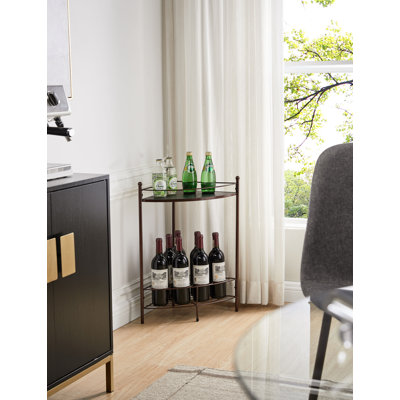 Corner Side End Table with Storage Shelf,7-Bottle Wine Storage Rack by InRoom Designs