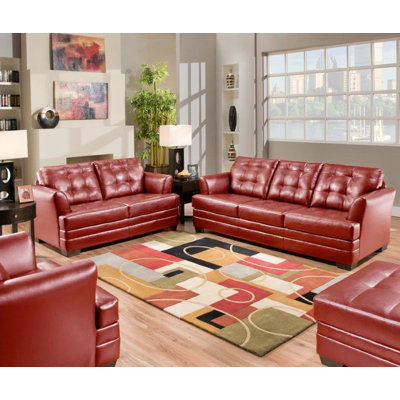 Contemporary Sleeper Sofa with Faux Leather Upholstery, Tufted Back and Seat, T-Cushions, Flair Arms, and Loose Cushions – Stylish Convertible Seating by InRoom Designs