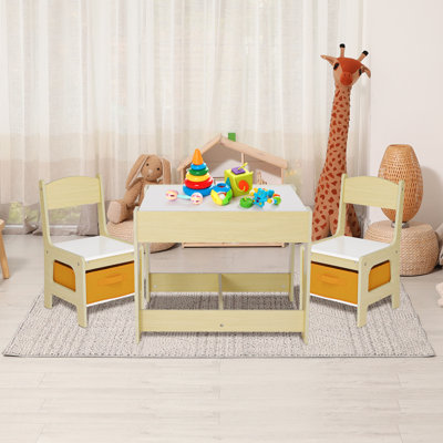 Kids Table and Chair Set, 4 in 1 Wooden Activity Desk, w/Blackboard, Storage, Toddlers Art Crafts Drawing Reading Playroom by Isabelle & Max