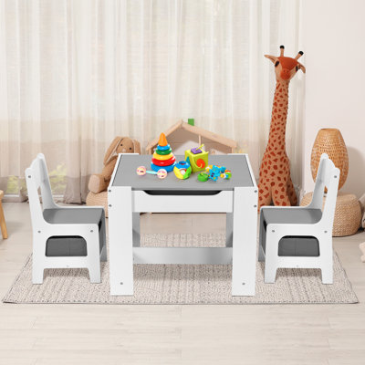 Kids Table and Chair Set, 4 in 1 Wooden Activity Desk, w/Blackboard, Storage, Toddlers Art Crafts Drawing Reading Playroom by Isabelle & Max